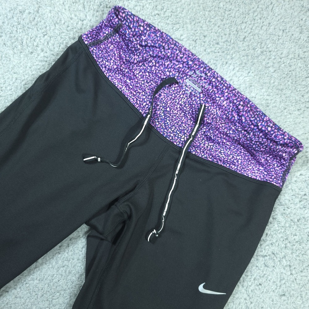 Nike Legging Pants Women M Athletic Dri Fit Epic Run Black Purple